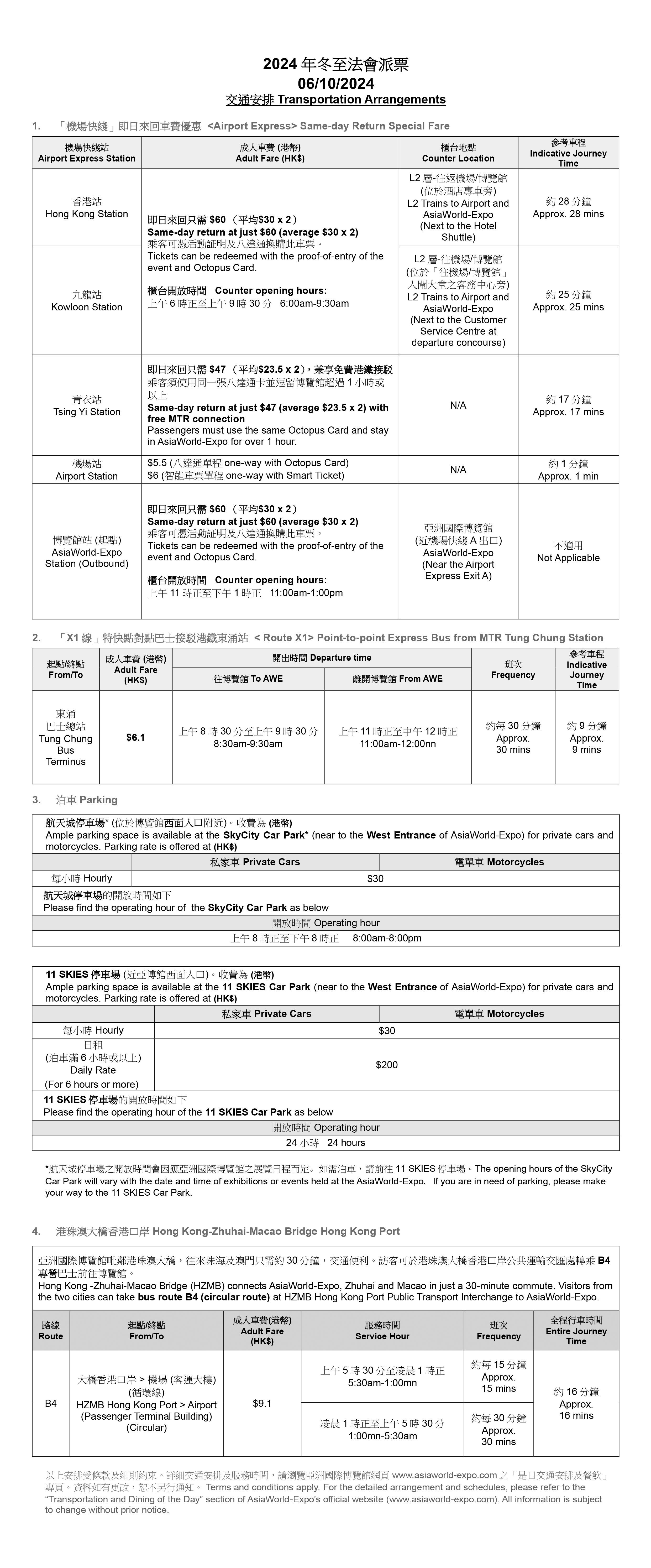 10月6日【派票日】交通安排